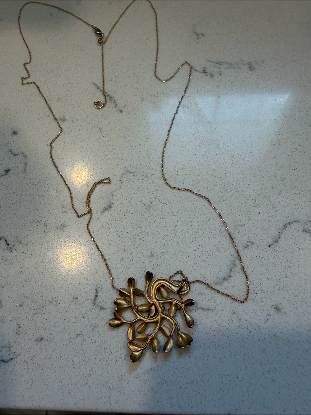 Gold Organic Branch Pendant Necklace - Elegant Women's Jewelry